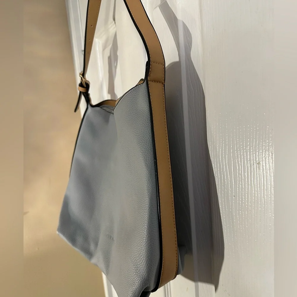 Louenhide Vegan Leather‎ Tan And blue Saddle Bag Tote